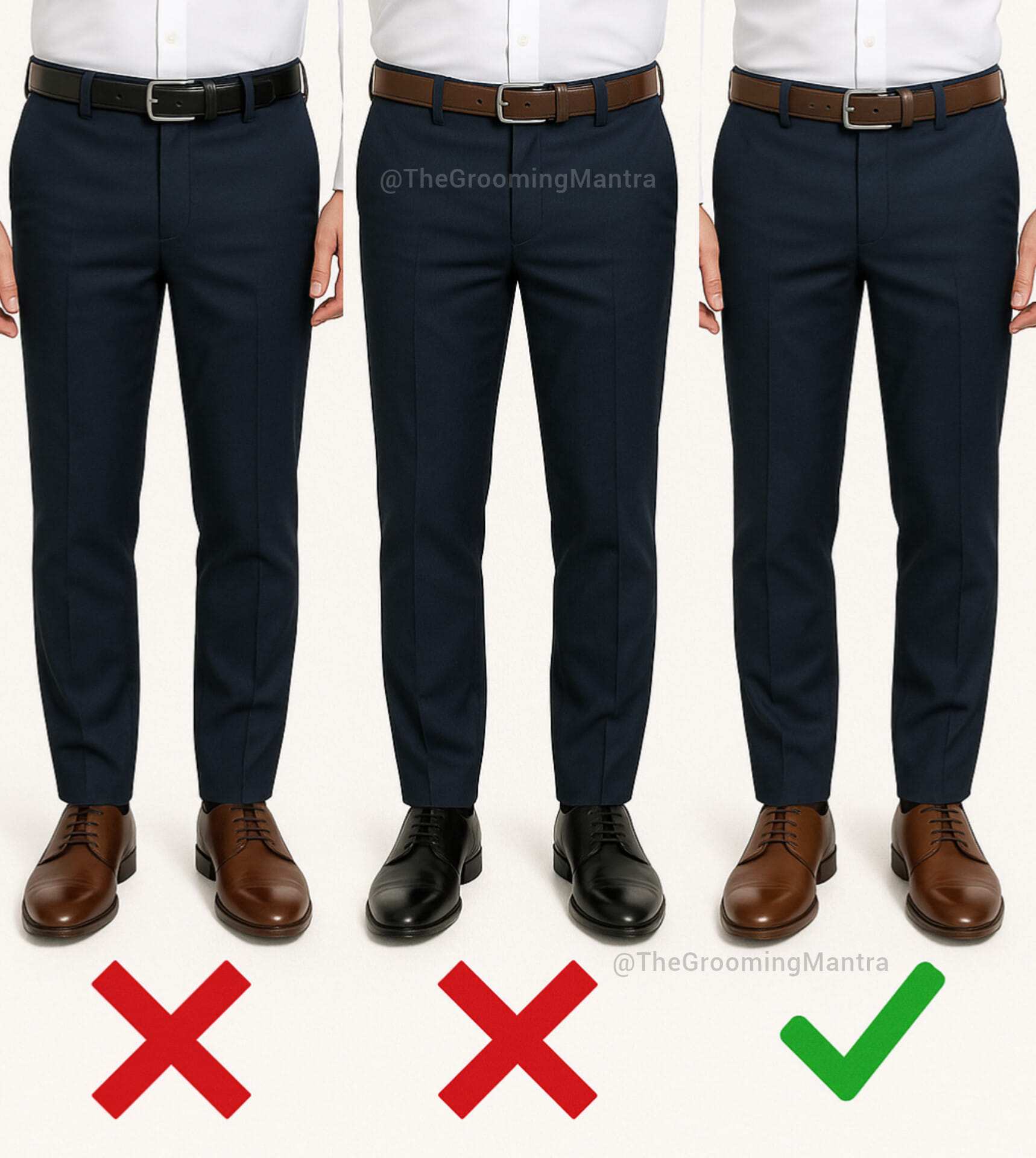 black dress pants with brown shoes and belt The simplest rule of men's style? Your should always be in harmony. black with brown Casual belts with casual shoes It's not about overthinking. It's about Long Bridesmaids Dress Elegant Plus Size Black Neck:17