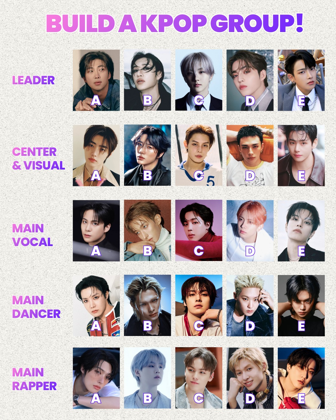 Build your own k-pop boy group ✨ Comment your pick below! 👇 #BTS
