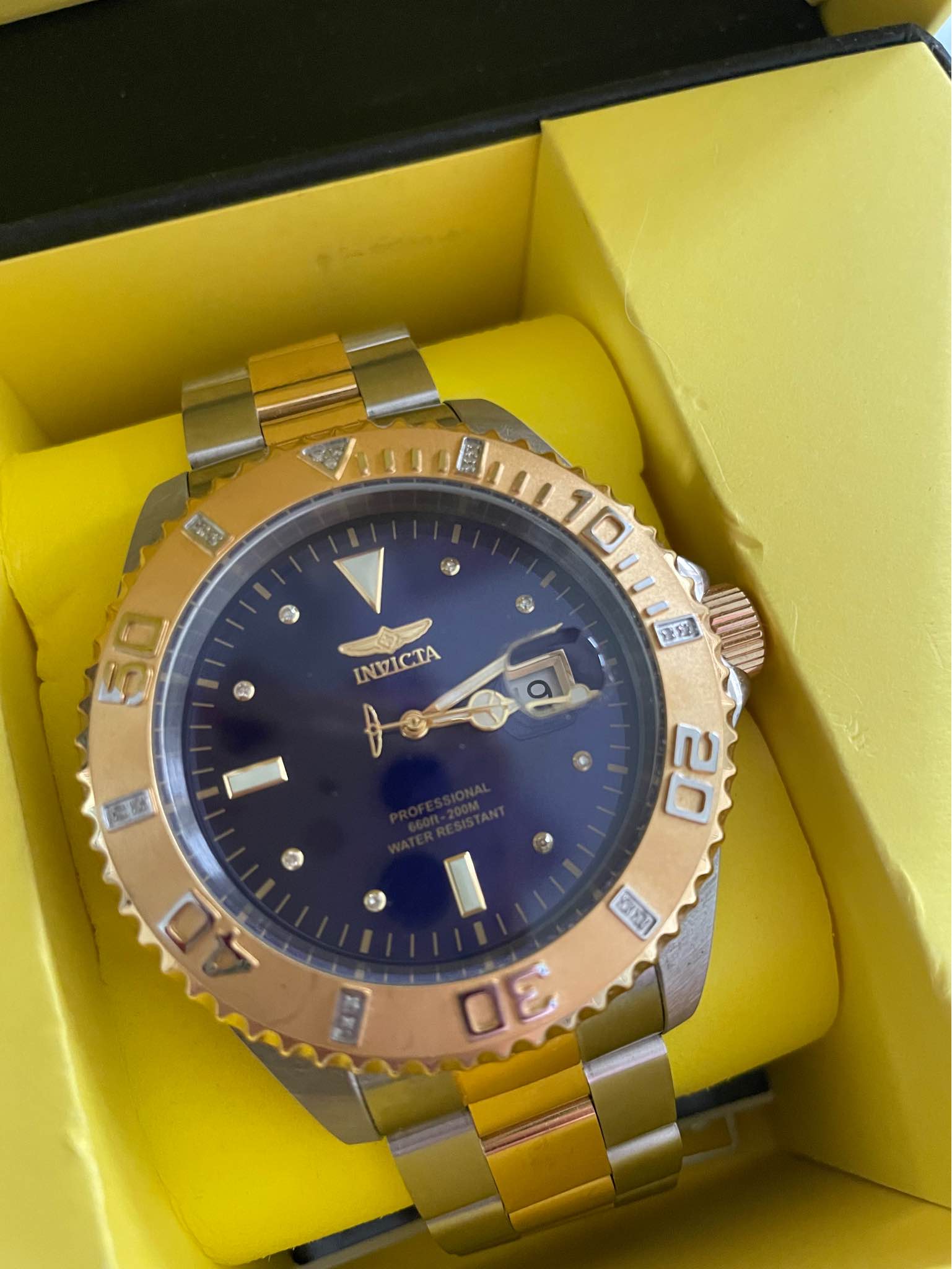 Invicta Dark Blue Pro Diver Diamond Men's 47mm Swiss Quartz 23 Diamonds ...