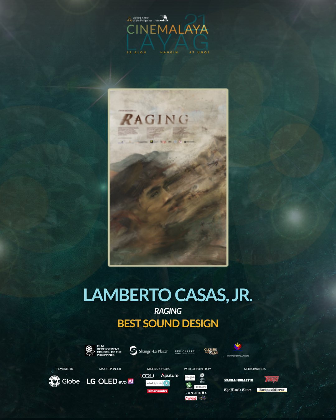 Cinemalaya - BEST SOUND DESIGN For its immersive soundscape that ...