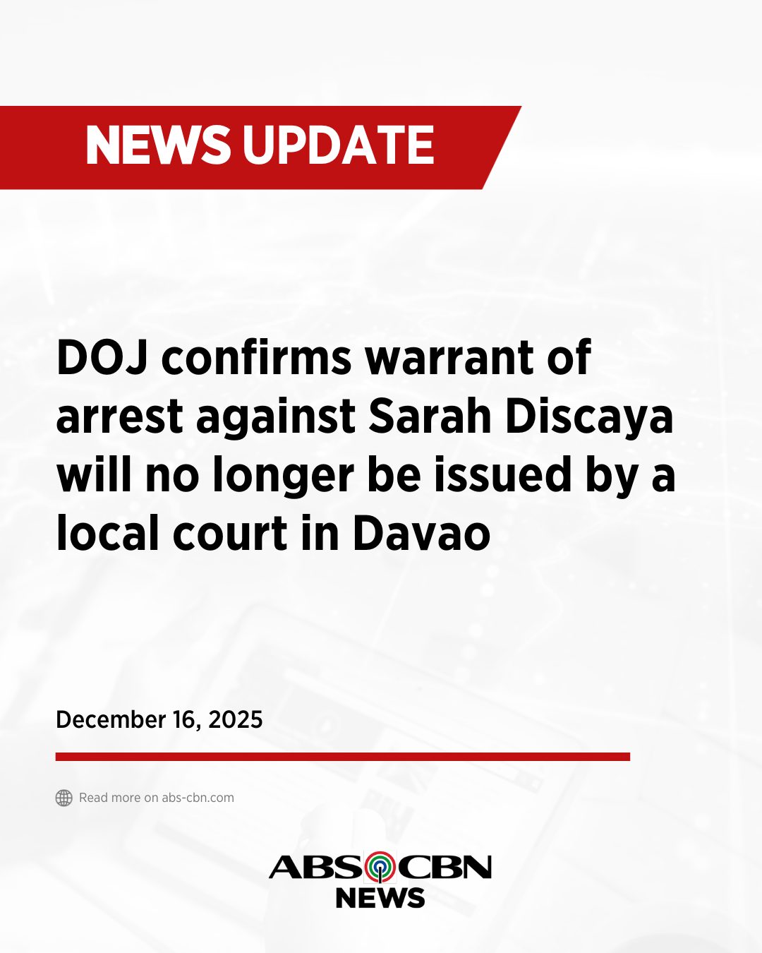 ABS-CBN News - The Department of Justice confirmed to... | Facebook