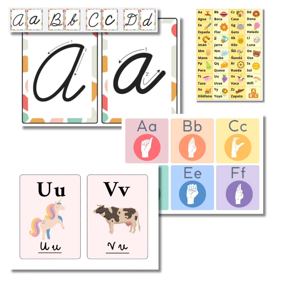 DB - 📚 Kit imprimible – Cartas Abecedario Cursiva + Tarjetas Educativas ...