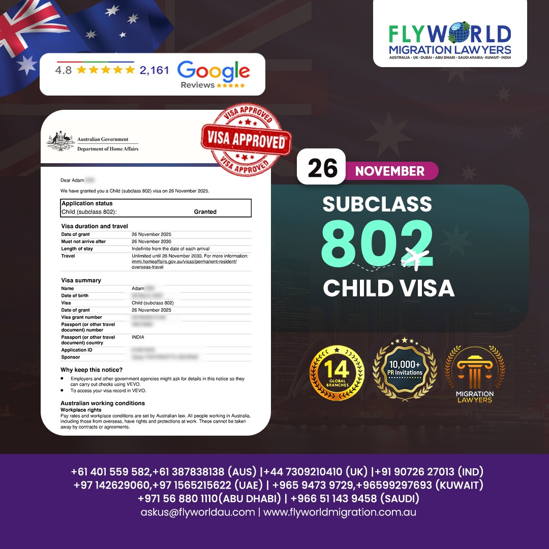 Flyworld - 🎉 ANOTHER SUCCESS STORY! Subclass 802 Child Visa Granted 🇦🇺 ...