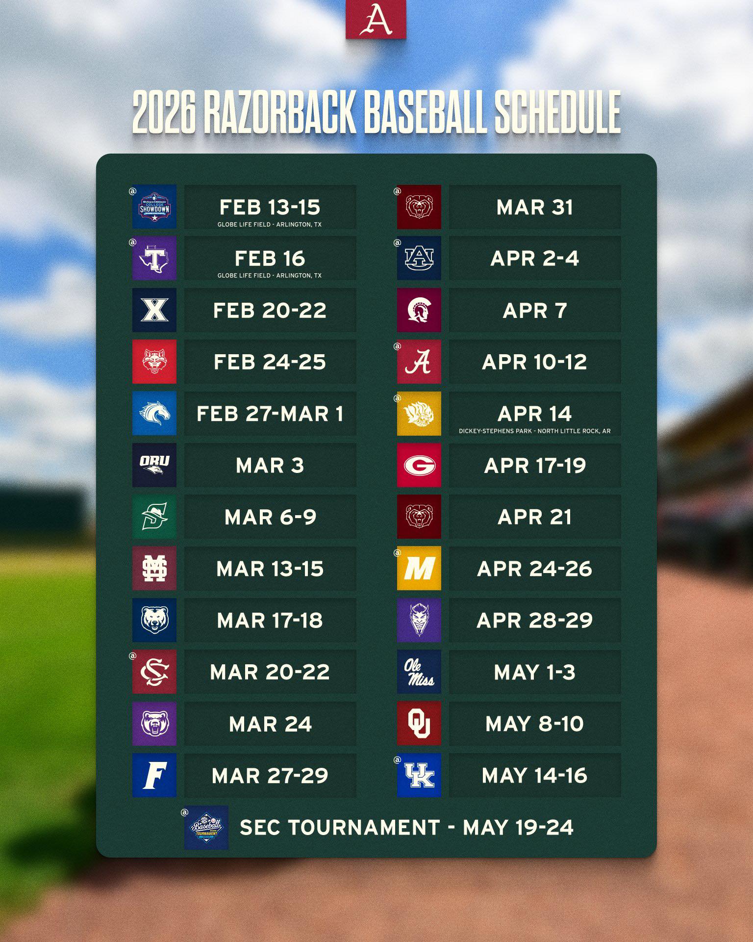 ⚪️Arkansas Baseball’s 2026... - Rabid Razorback Fans | Facebook