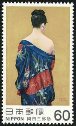 岡田三郎助《あやめの衣》59歳 昭和2年(1927） 油彩/厚紙 (カンヴァス