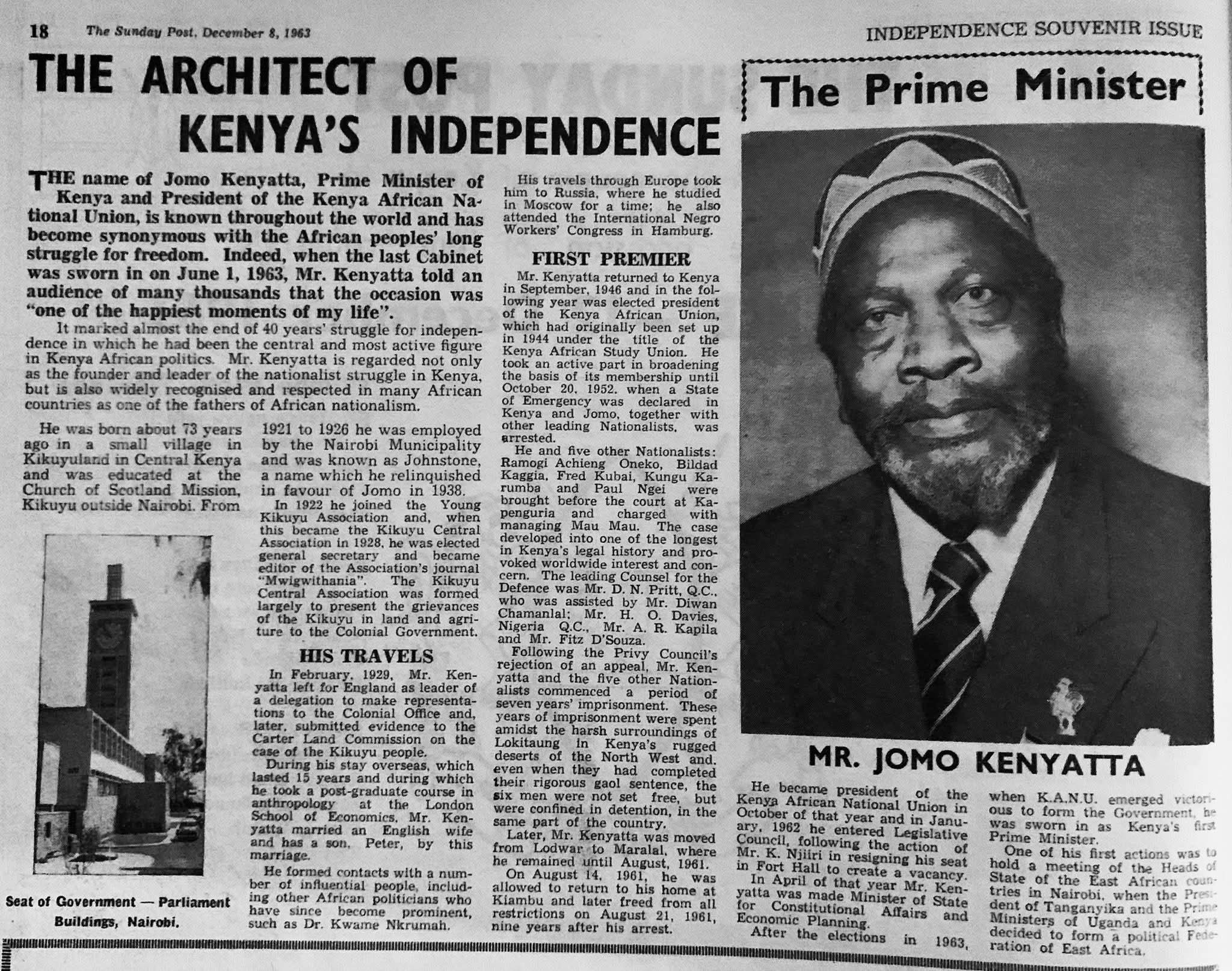 Kenya in 1963 This is an interesting newspaper excerpt from back