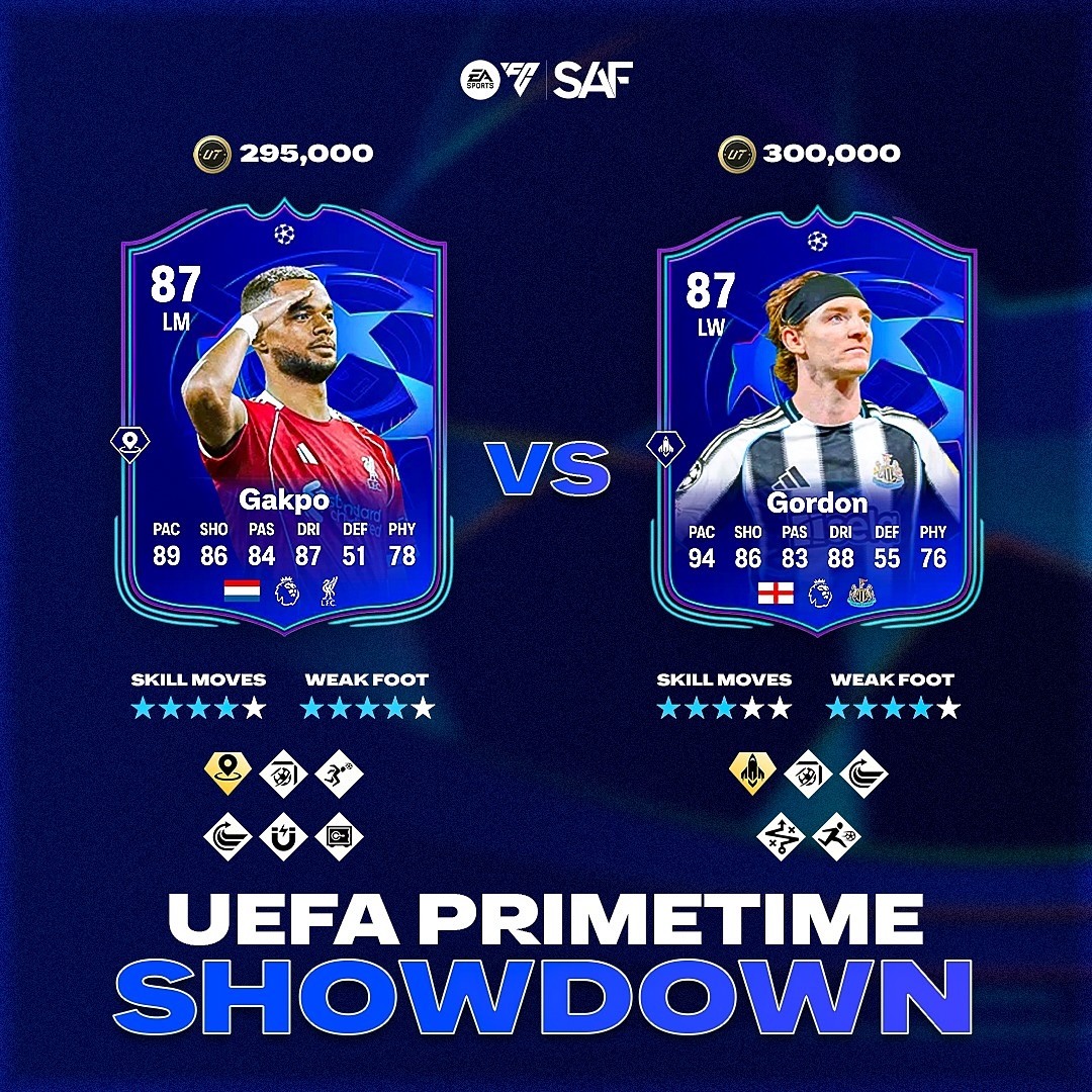 SAF - UEFA PRIMETIME SHOWDOWN - Gordon vs Gakpo ⚔️ Which card would you ...