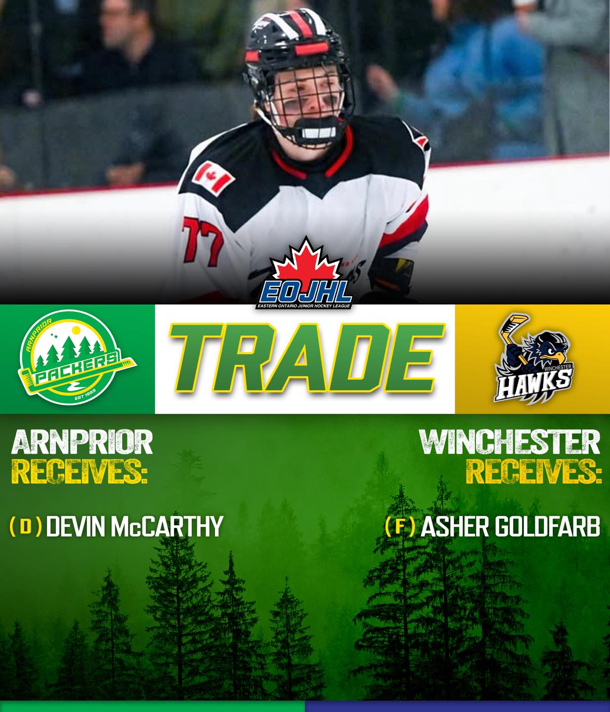 Arnprior - 🔰The Packers add depth on the blue line acquiring 2008 Myers ...