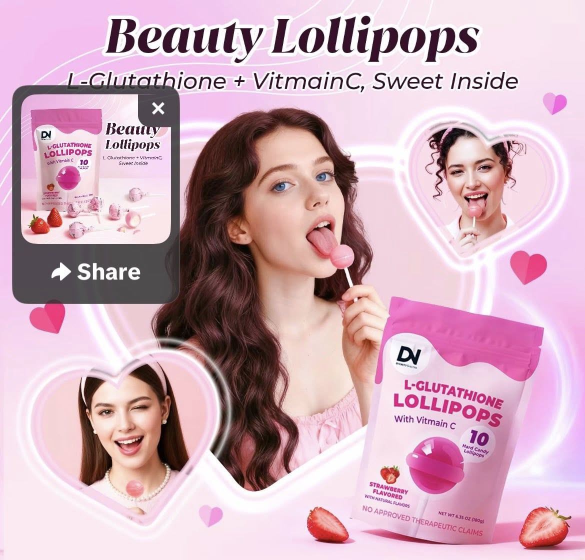 💫‼️NEW NEW ARRIVAL‼️💫 L-GLUTA THIONE LOLLIPOPS Original💯 ₱170 Only Grabi ka trending ani sa Tiktok judd . With Vitamin C Strawberry 🍓 Flavor 10pcs ang laman sa isang pack Try na 👍🏻😊