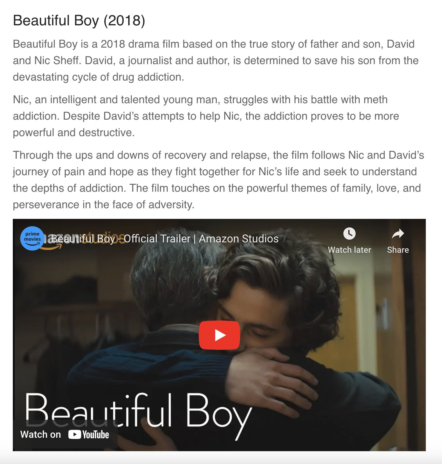 Addiction - Addiction & Recovery Films. ''Beautiful Boy (2018 ...