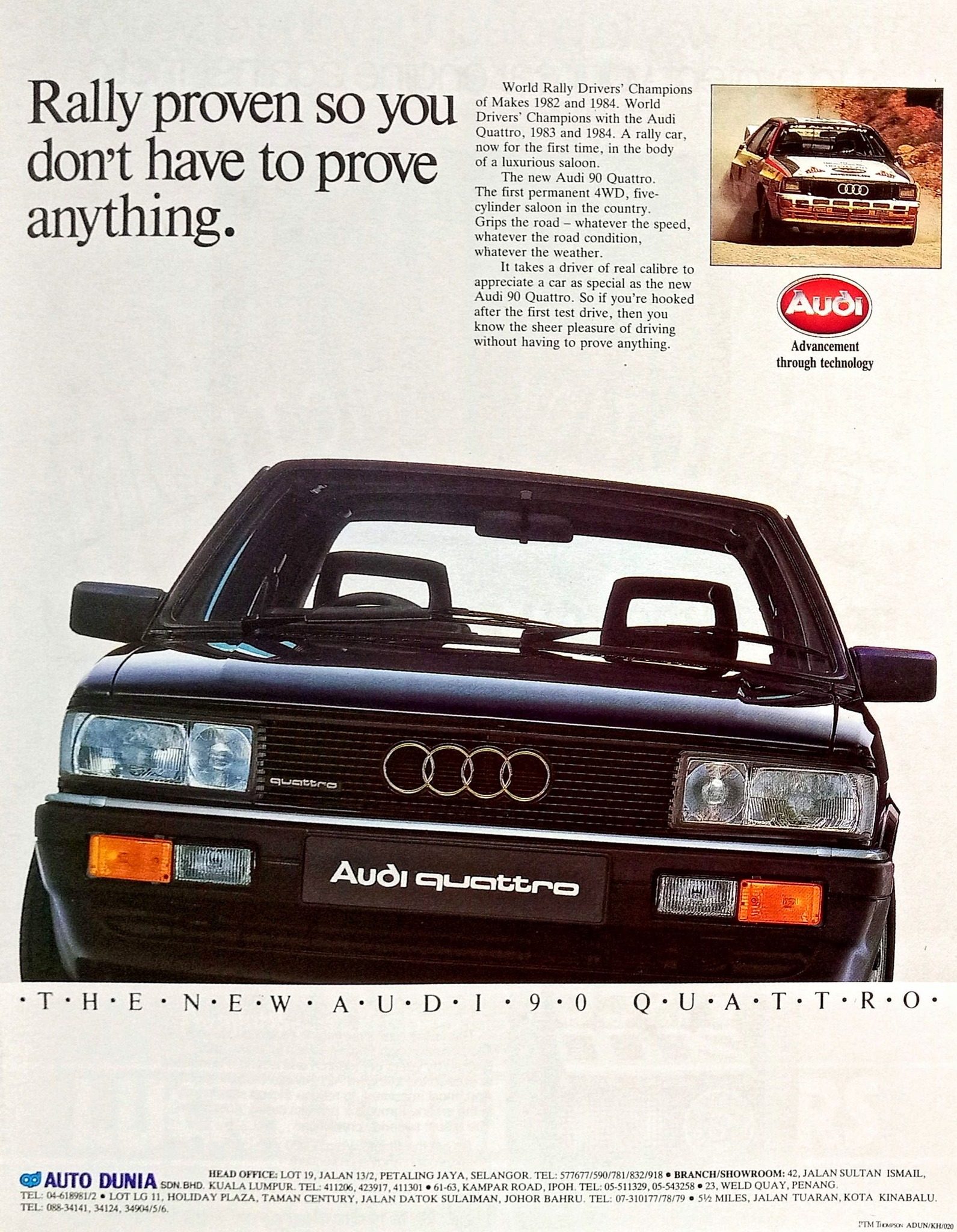 1985 Audi 90 Quattro ad Malaysia Wotld Rally Drivers Champions
