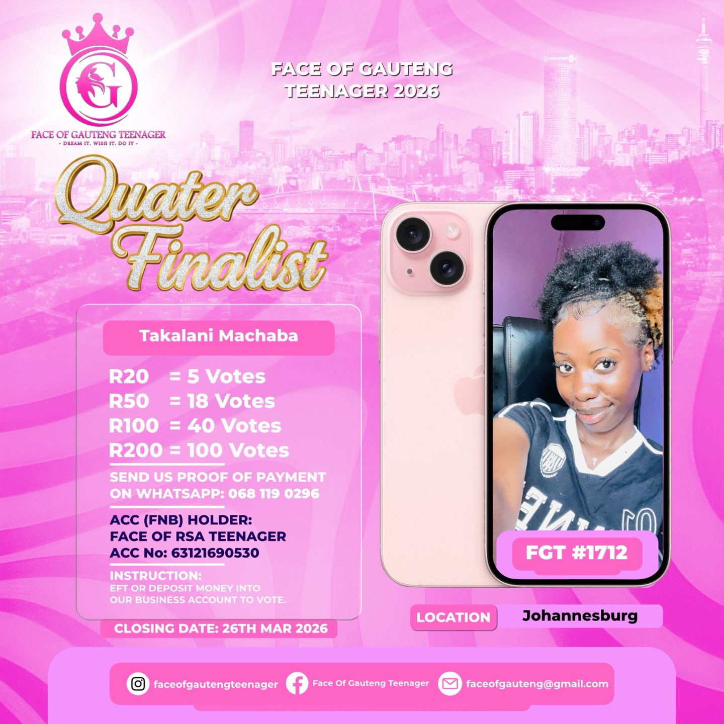 Voting for Face of Gauteng... - Face of Gauteng Teenager | Facebook