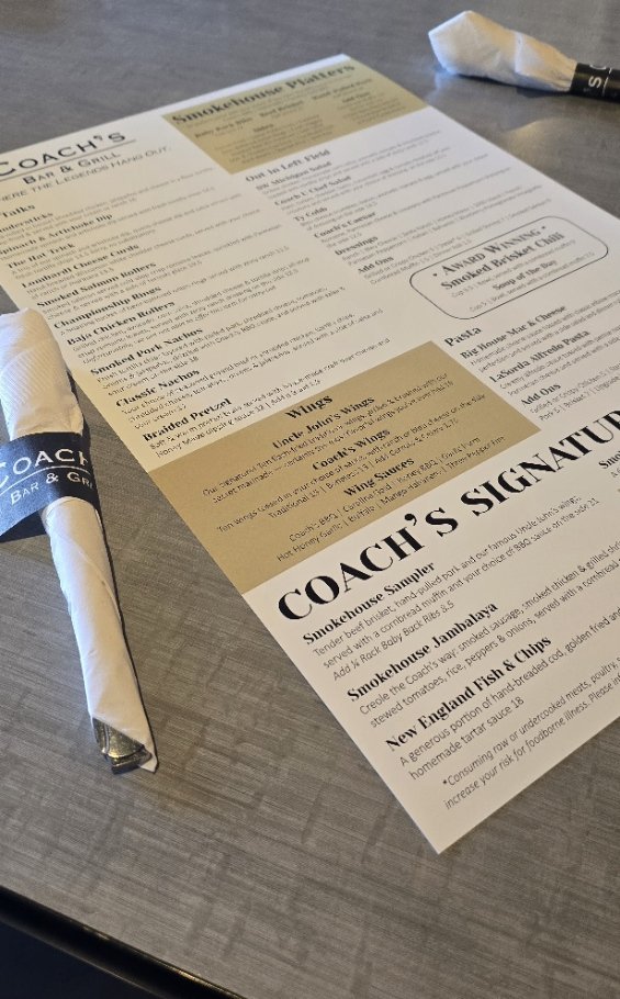 Coach's - Leave your cheaters at home and come check out our new menu ...