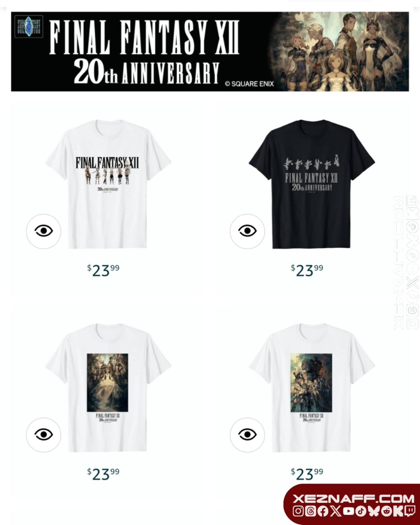 The Final Fantasy XII 20th anniversary clothes are starting to
