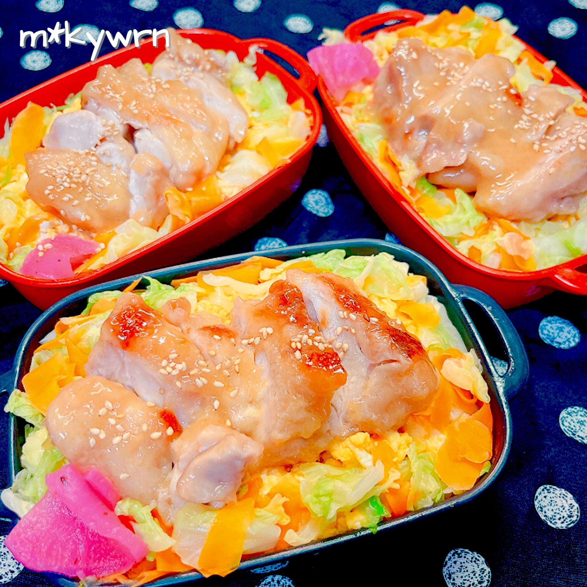 ちび姫&中3姫&パパさまべんとう* 照り焼きチキン丼☆ この土日、ママは 