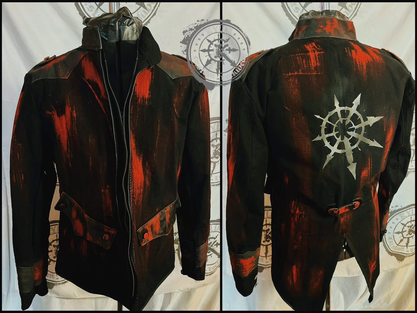 Kylla - I made this custom black waxed denim jacket with fishnet 
