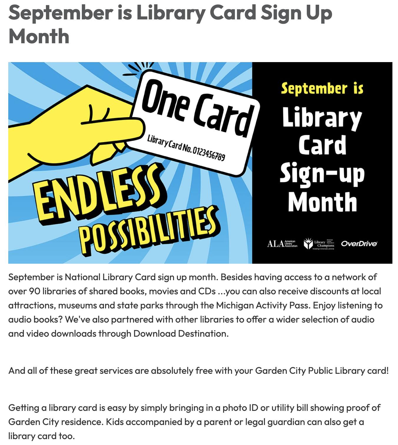 It - Did you know that September is Library Card Sign-Up Month! A ...