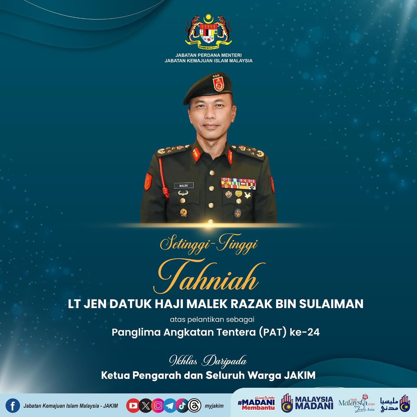 Jabatan - Setinggi-tinggi tahniah diucapkan kepada Leftenan Jeneral ...