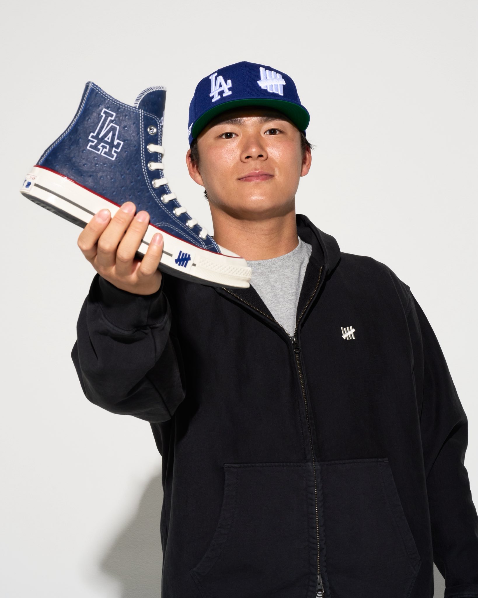 The new Converse x Los Angeles Dodgers x UNDEFEATED Chuck 70 is 