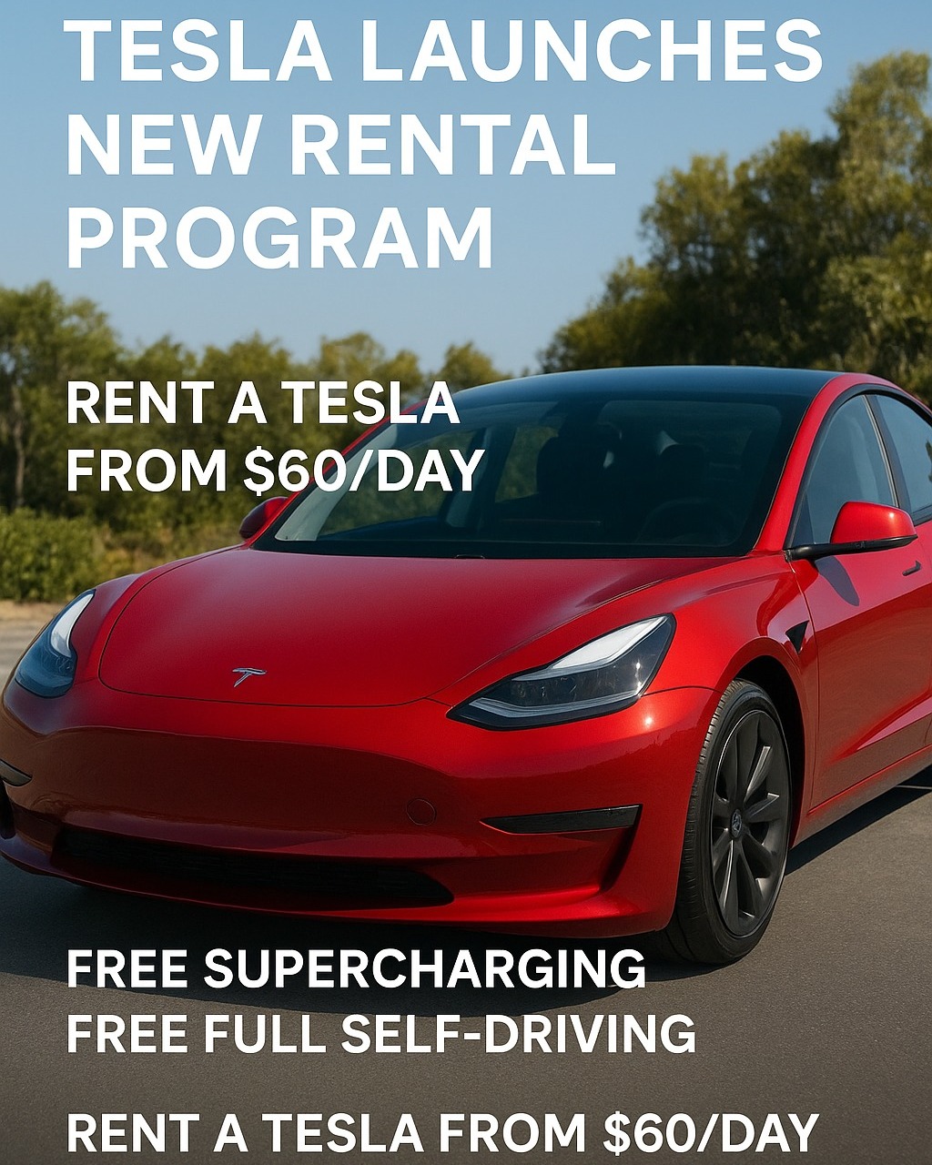 加州樂誌 - ＃Tesla 正推出一個「瘋狂」的租賃計畫，提供超低的每日租金，讓民眾有機會以極具吸引力的優惠，租借一輛 ＃特斯拉 體驗。 本週 ...