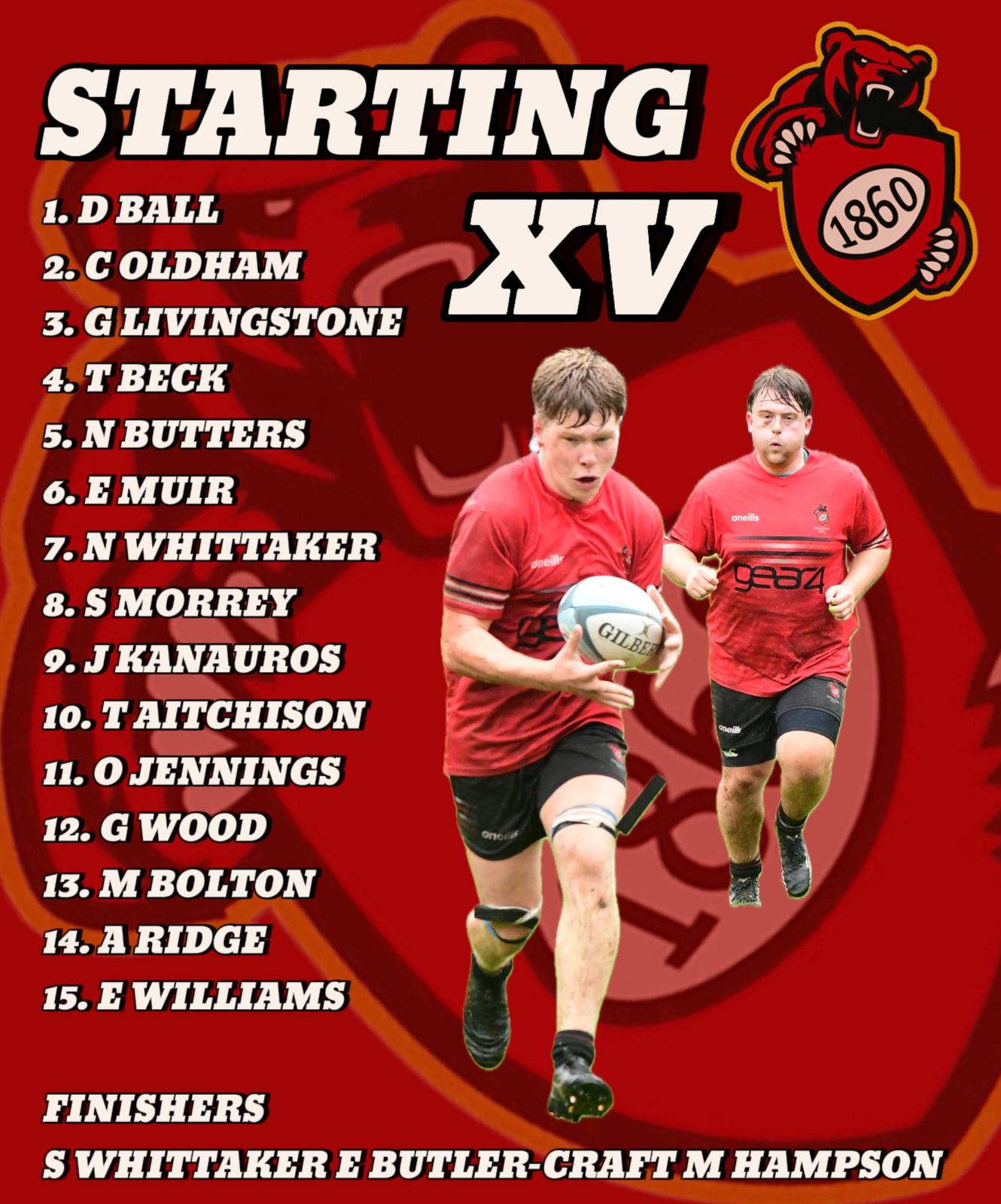 Congleton - Here are your 1st XV Bears for tomorrow against Bury RUFC 👊 ...