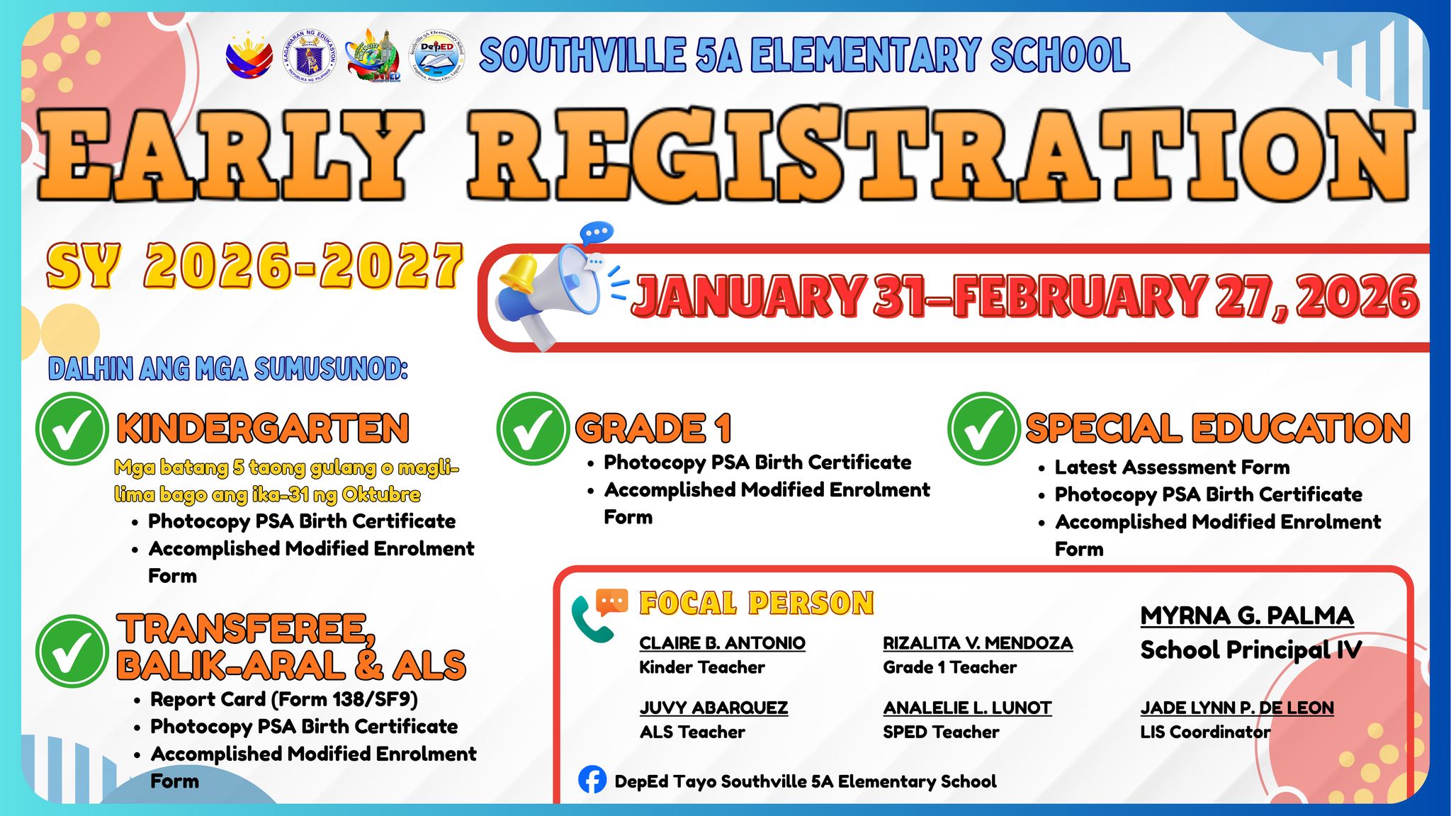 DepEd - 📢 ANNOUNCEMENT!! 📢 📣 EARLY REGISTRATION for SY 2026-2027 📣 ...