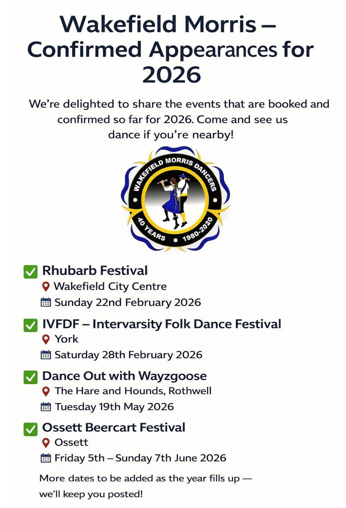 Wakefield - 📅 Wakefield Morris – Confirmed Appearances for 2026 🕺🌿 We ...