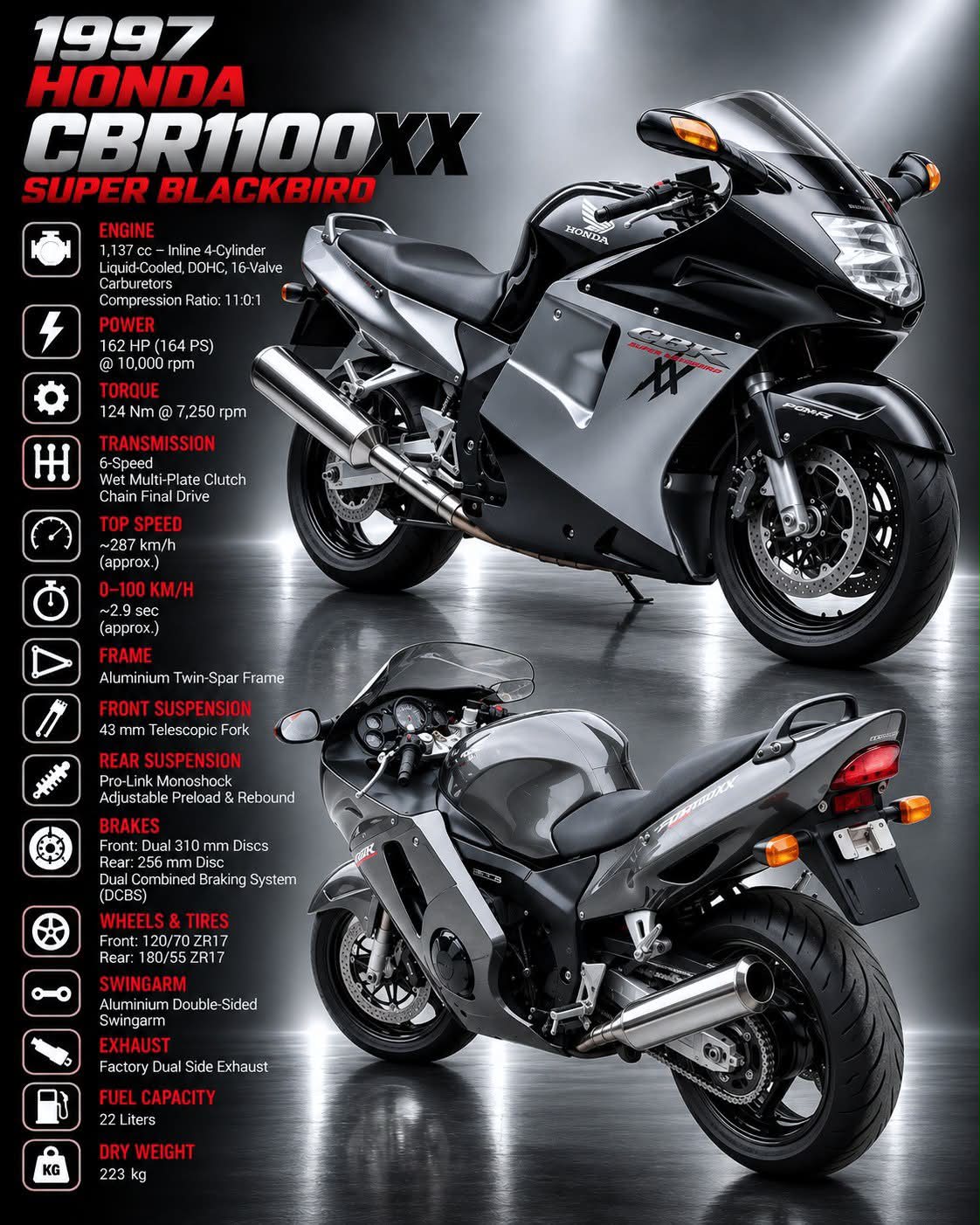 The 1997 Honda CBR1100XX Super Blackbird — one of the most