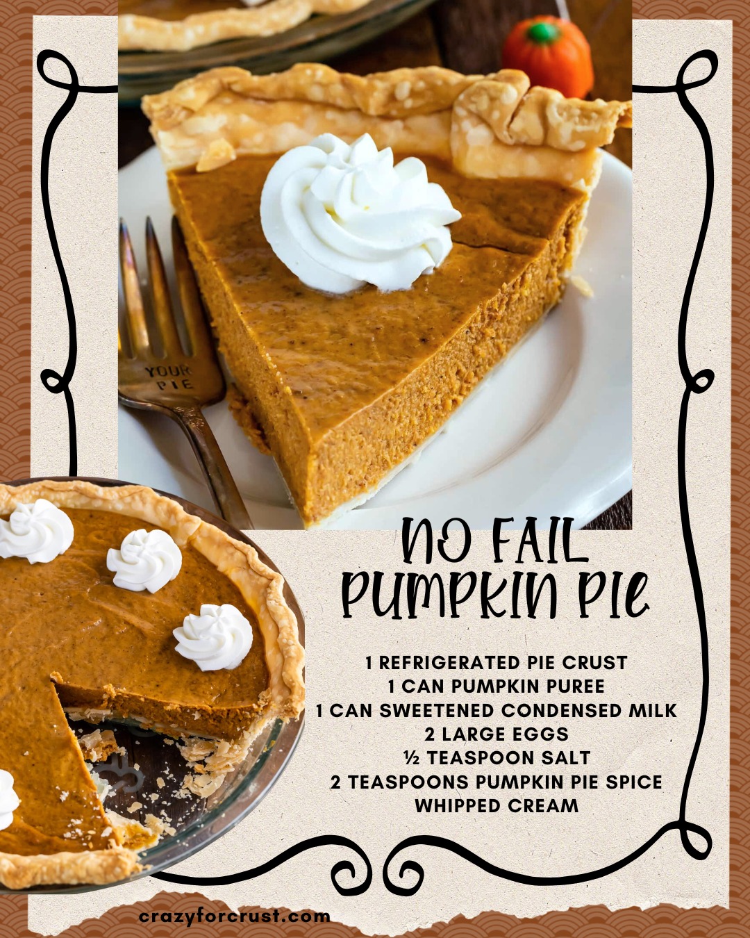 CrazyforCrust - 🧡NO FAIL PUMPKIN PIE🧡 1 refrigerated pie... | Facebook