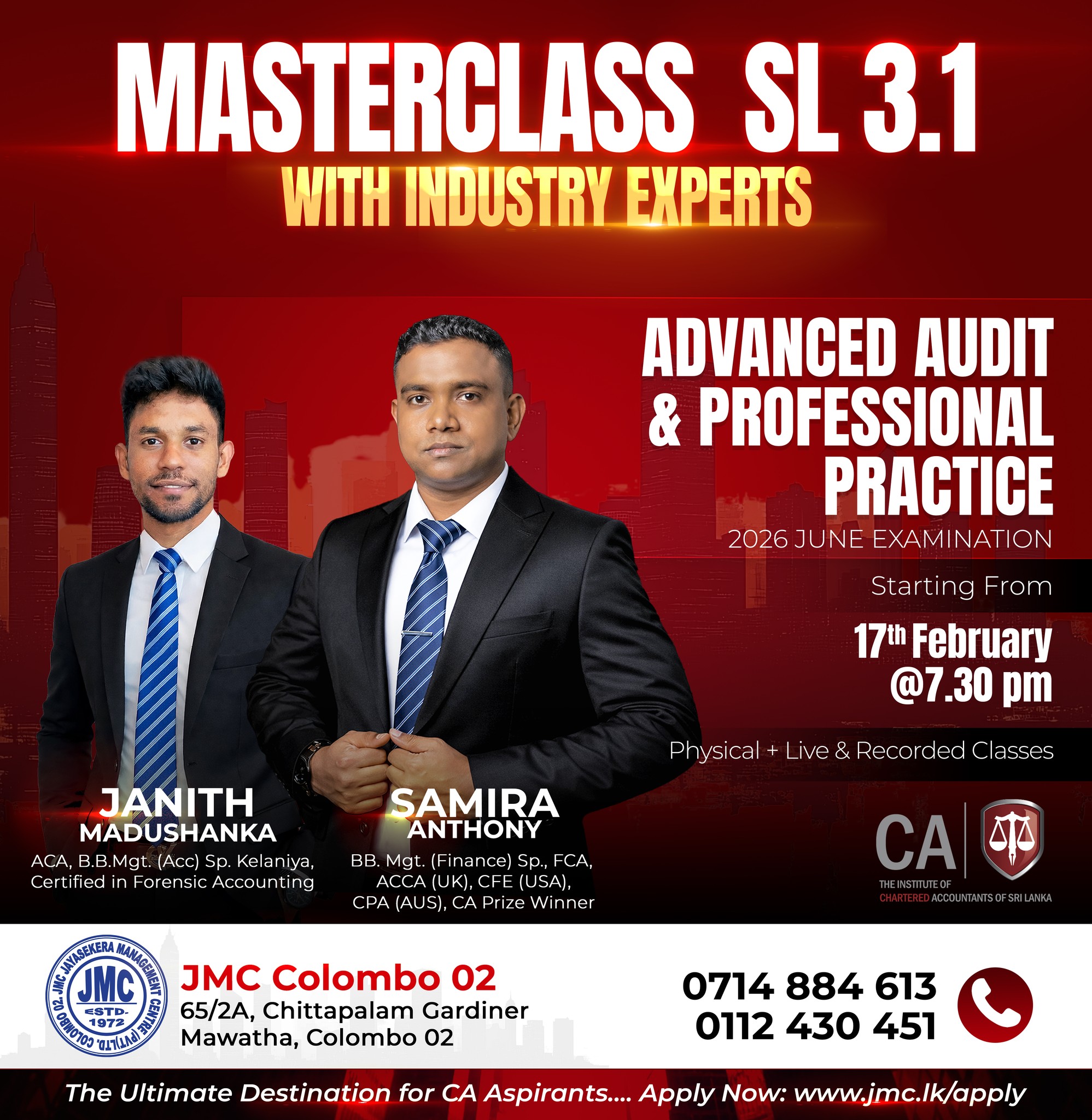JMC - 📢 New Batch Now Open – SL 3.1 (Advanced Audit & Professional ...