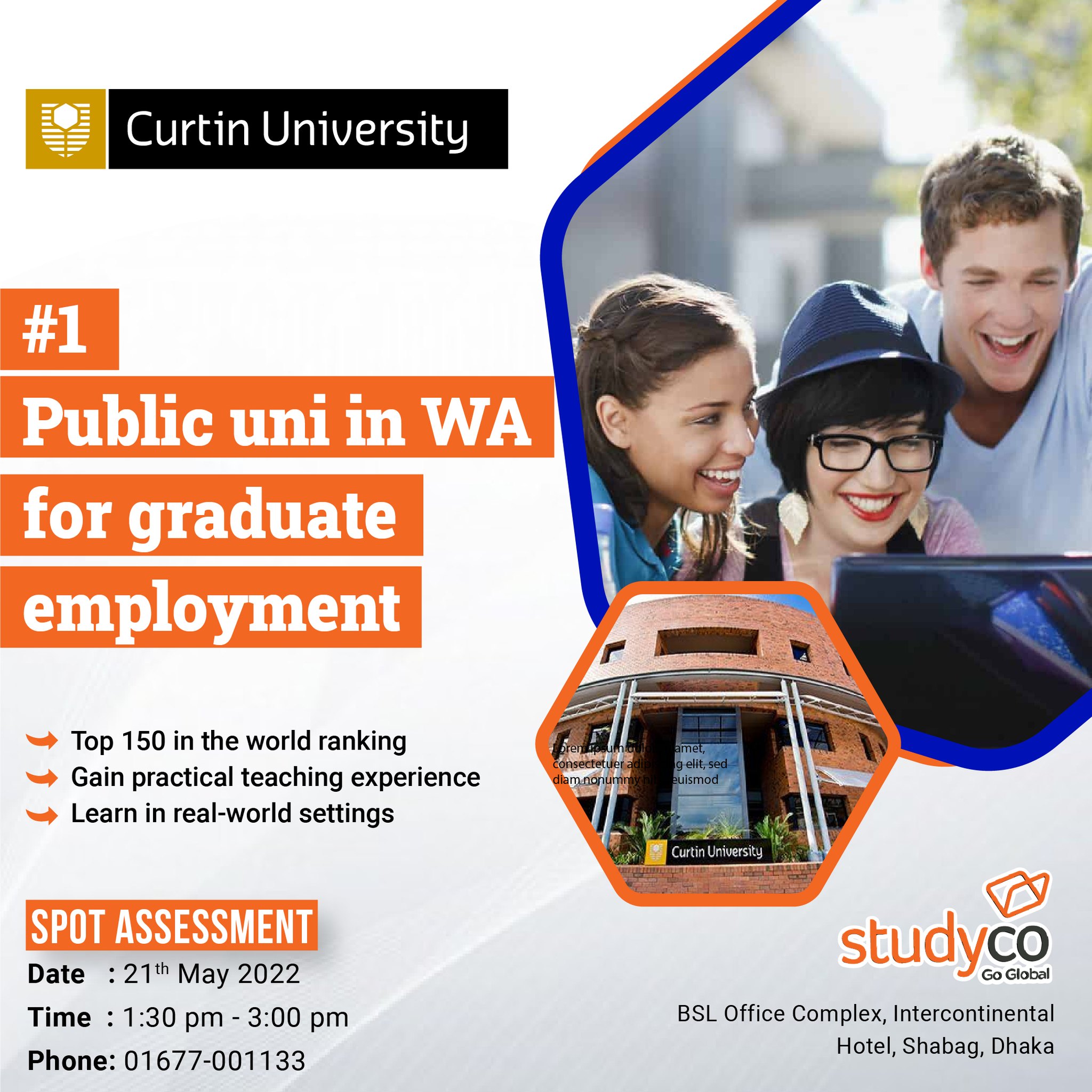 StudyCo - Join the “𝐂𝐮𝐫𝐭𝐢𝐧 𝐔𝐧𝐢𝐯𝐞𝐫𝐬𝐢𝐭𝐢𝐞𝐬 𝐒𝐩𝐨𝐭 𝐀𝐬𝐬𝐞𝐬𝐬𝐦𝐞𝐧𝐭 𝐃𝐚𝐲” Meet with ...