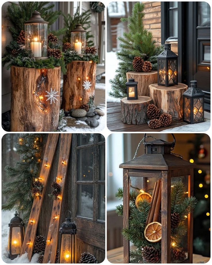 HK - Lantern & Log Porch Setup 🕯️🌲 Create warm holiday vibes with ...