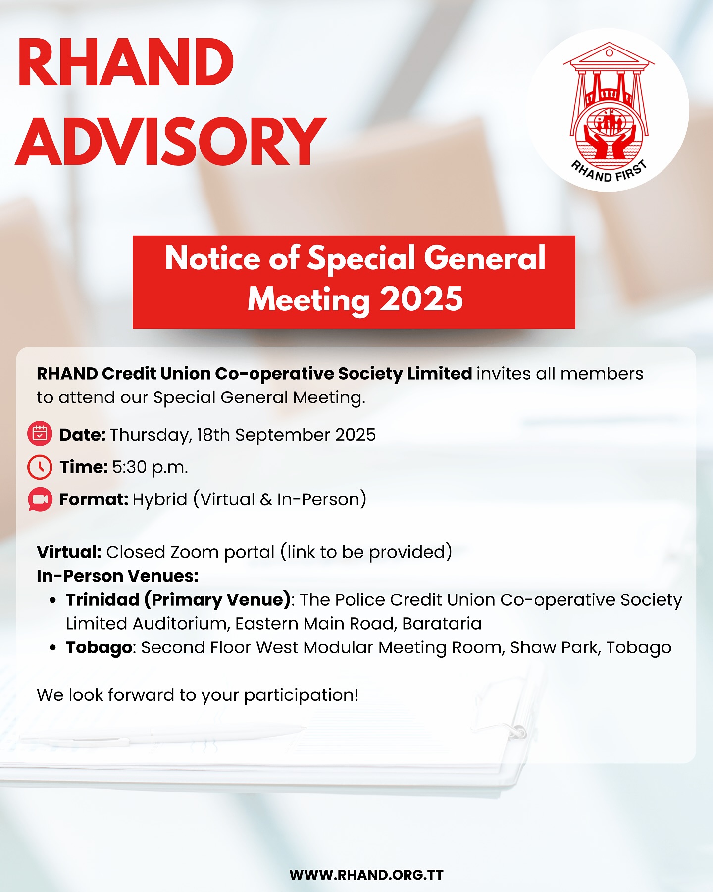 📢 Notice... - RHAND Credit Union Co-operative Society Limited | Facebook