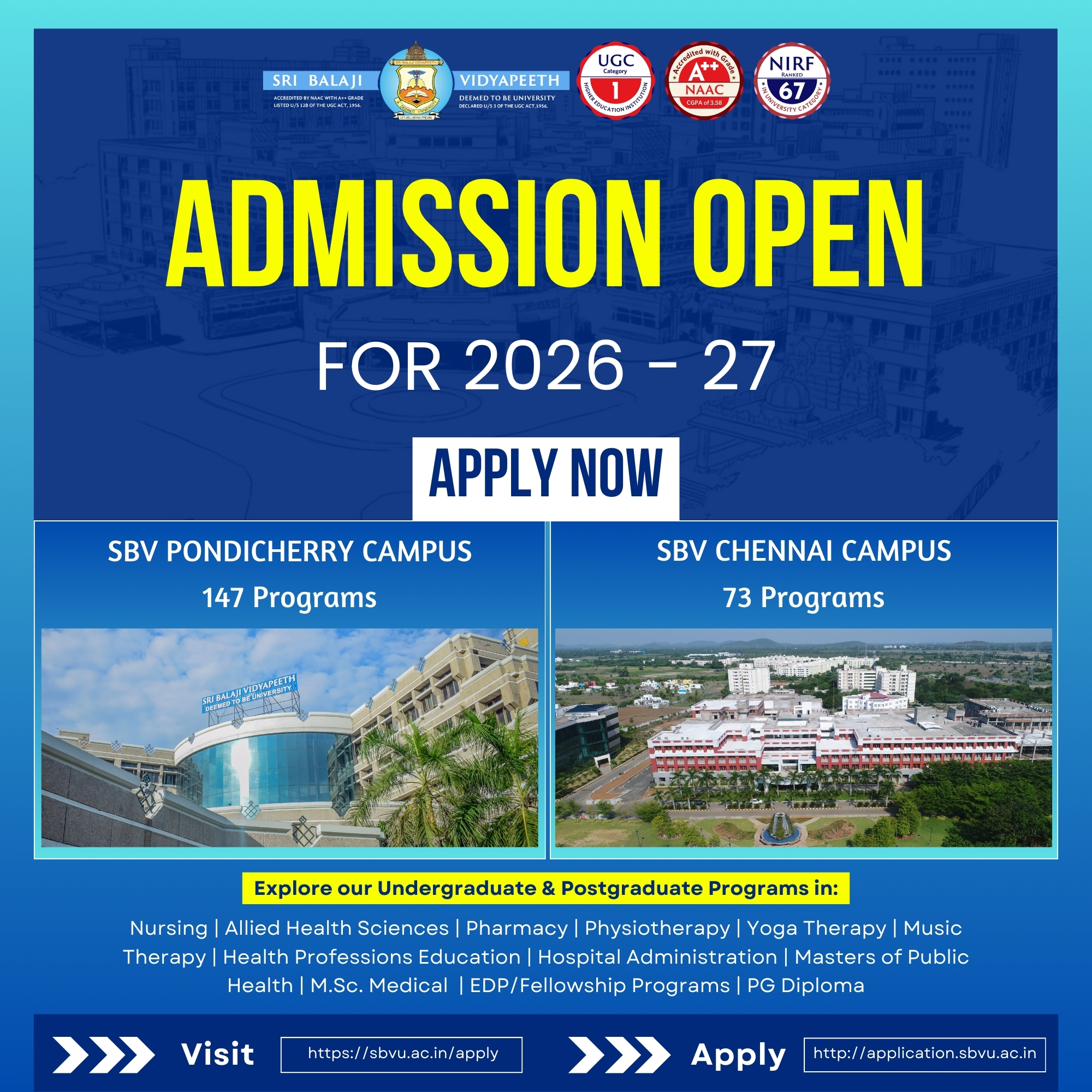 Admissions are now open for... - Sri Balaji Vidyapeeth | Facebook