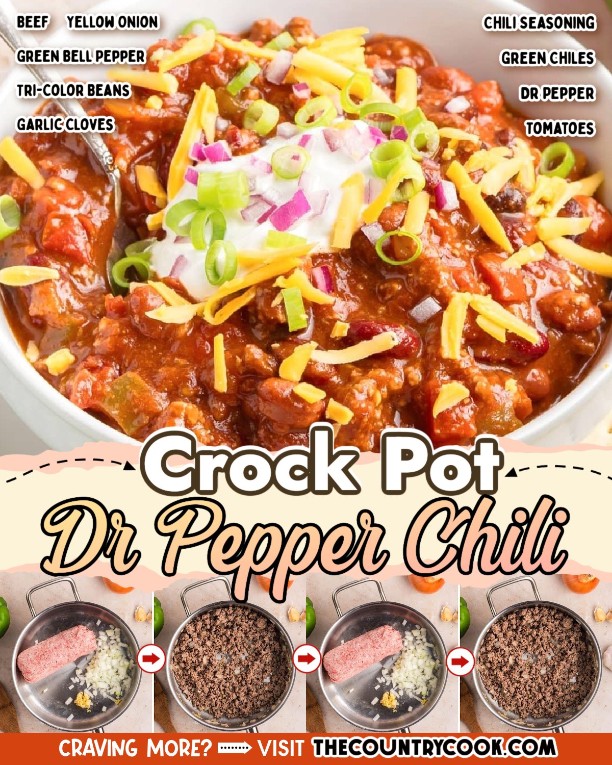 The Country - Crock Pot Dr Pepper Chili is hearty, filling, easy, and ...