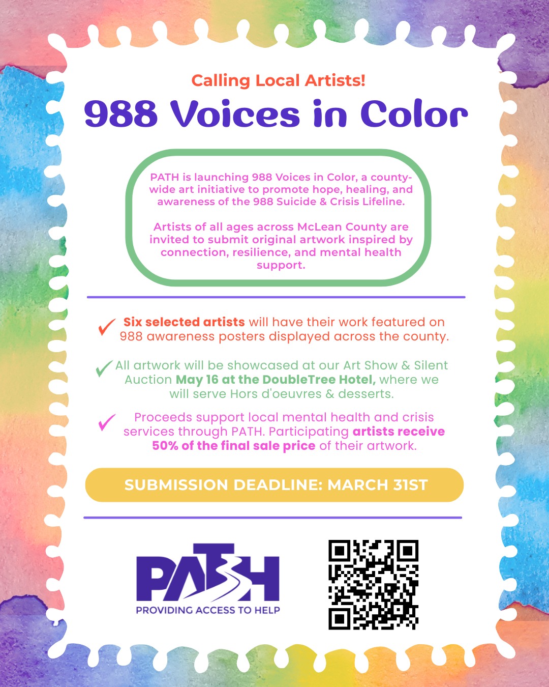 アート・デザイン・音楽 WANTO / street is calling Calling Local Artists! 🎨 PATH is launching 988 Voices in Color