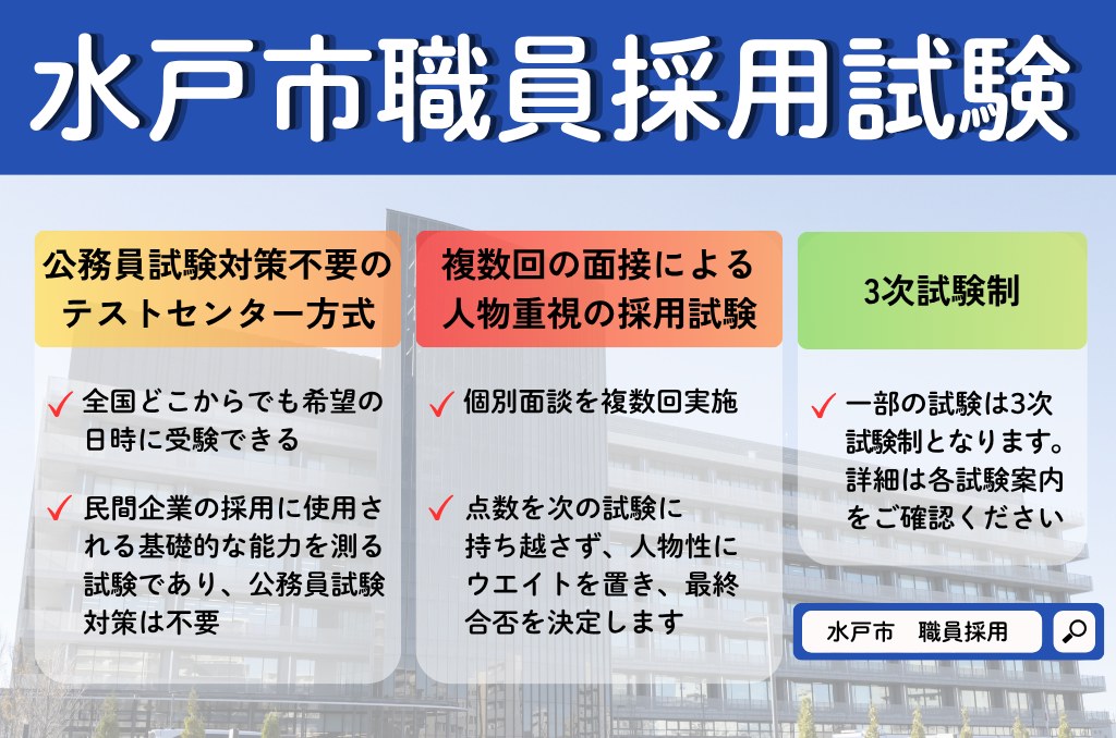 【中古】 主要都市で実施の保母採用試験 水戸市 - 【令和8年水戸市職員採用試験(後期)】 一部の職種では、大学3