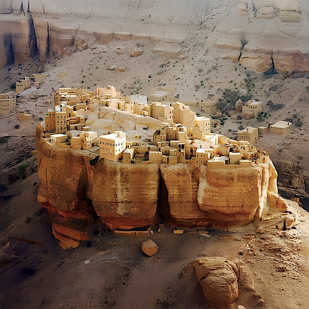 Crop - A spectacular site situated on a rugged highland, Wadi Dawan ...