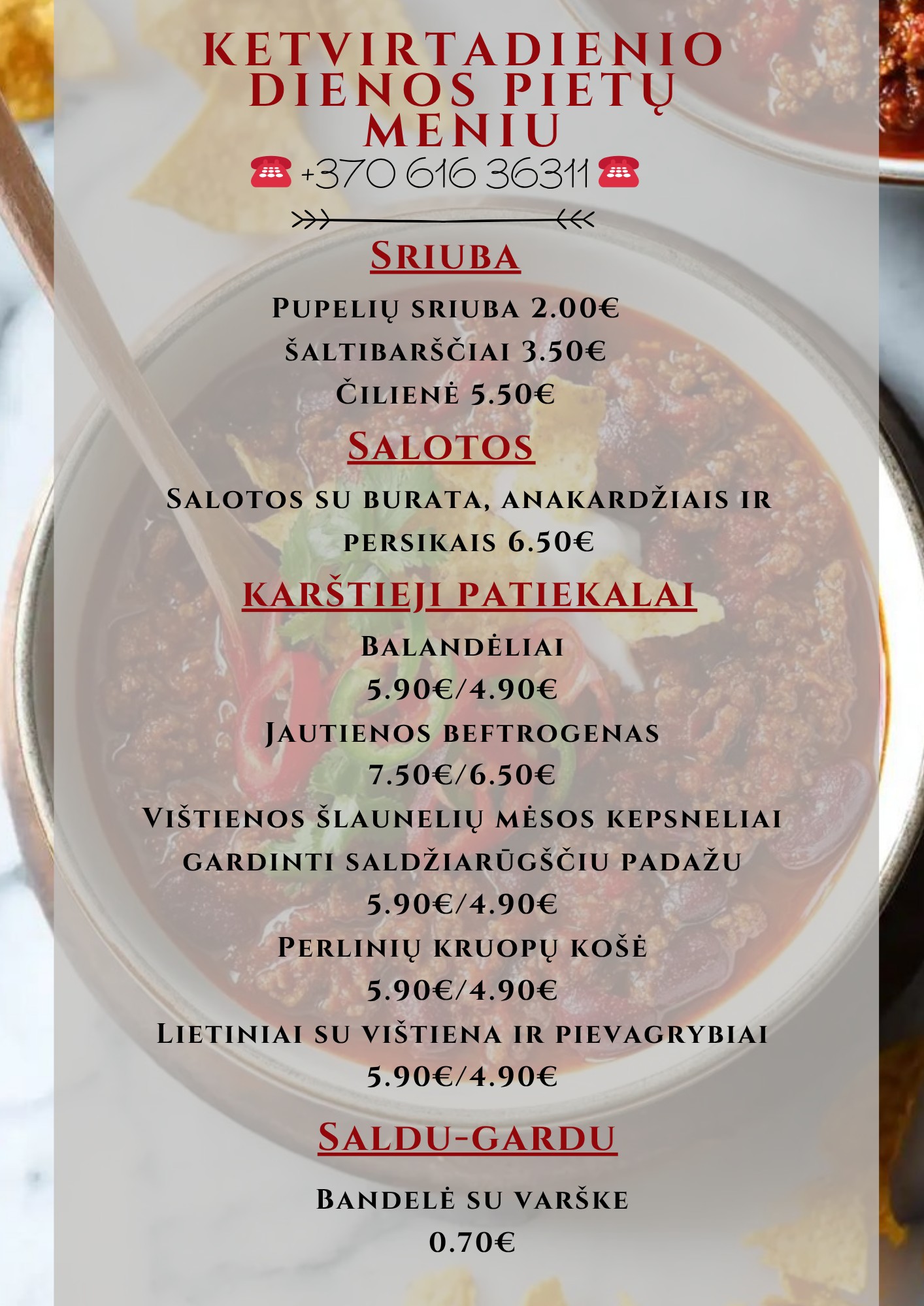 Kavinė Roala - 🧑‍🍳TREČIADIENIO DIENOS PIETŲ MENIU🧑‍🍳... | Facebook