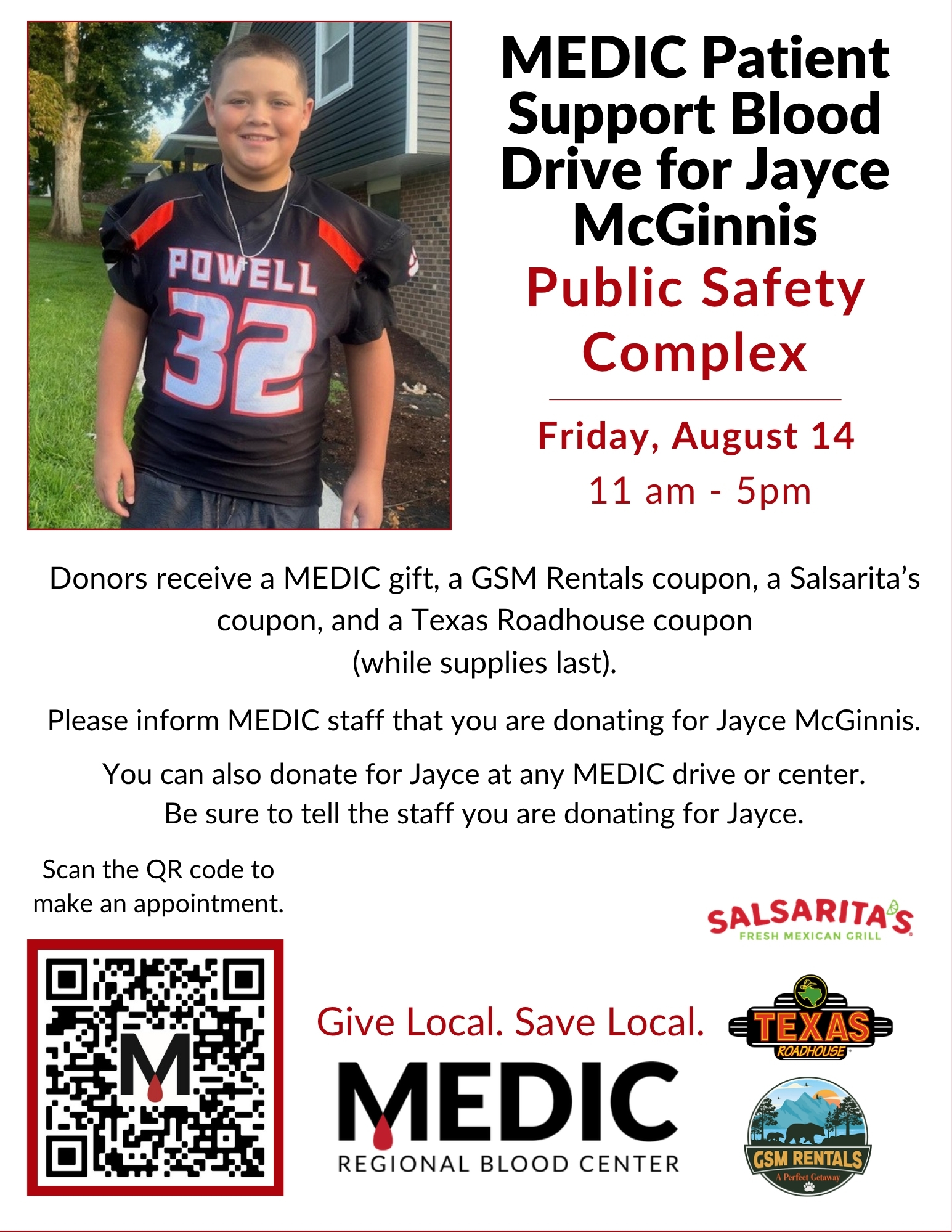 Our department is hosting a MEDIC blood drive to help support