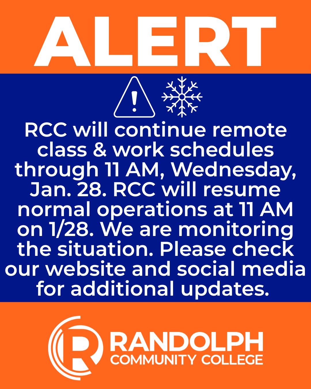RCC will continue remote... - Randolph Community College | Facebook