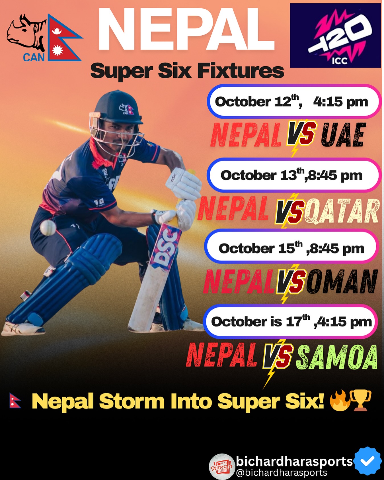 Bichardhara - 🇳🇵 Nepal Storm Into Super Six! 🔥🏏 A dominant win against ...