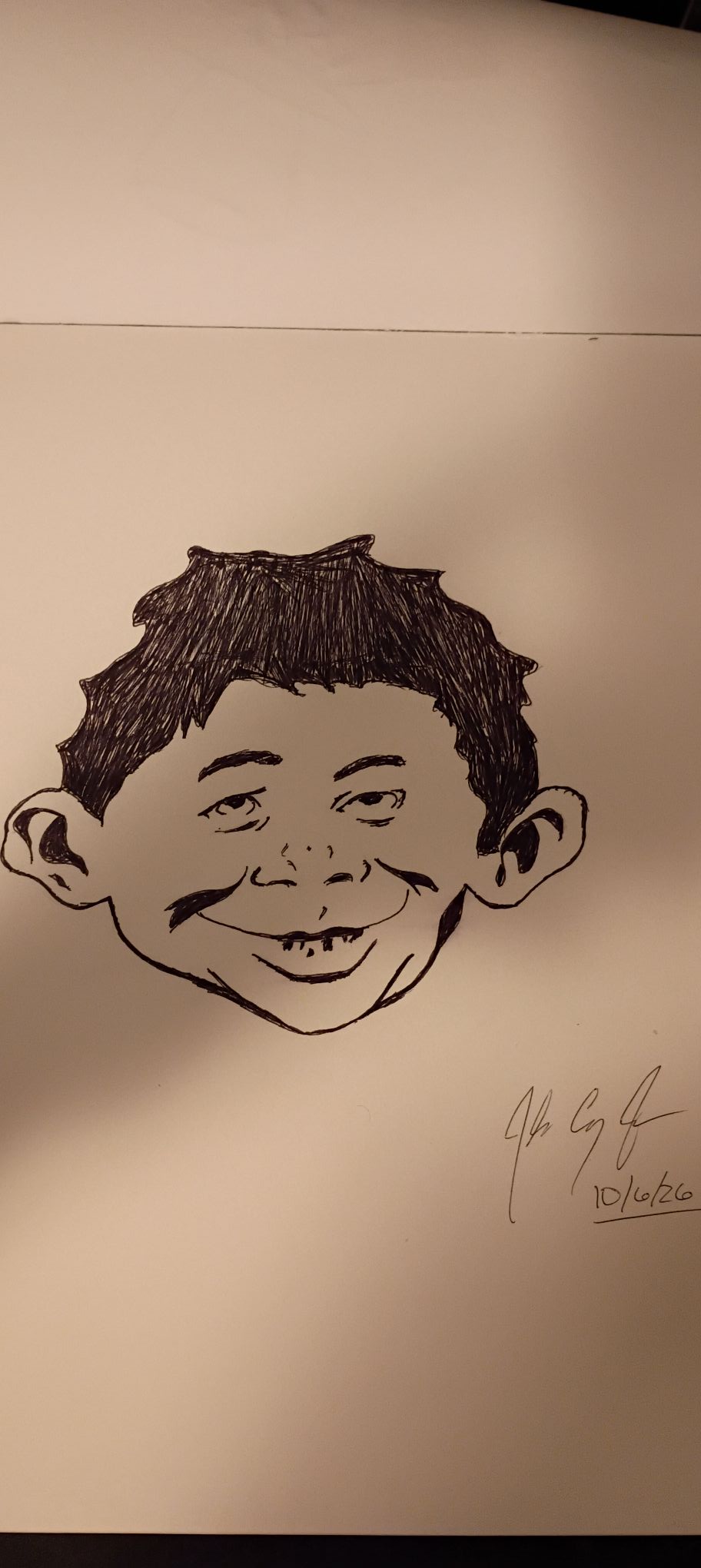 Alfred E. Neuman pencil drawing for Mad Magazine