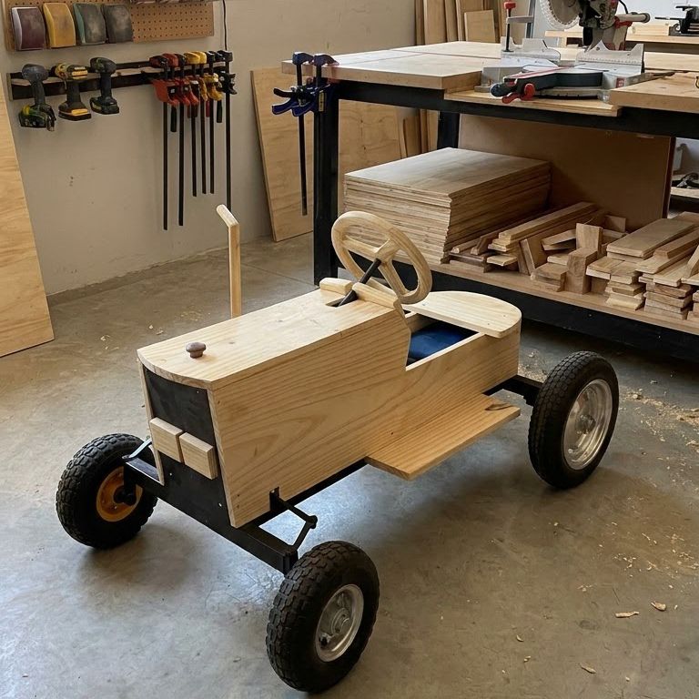 Alex builds a wooden soapbox car modelled on a classic 1960s