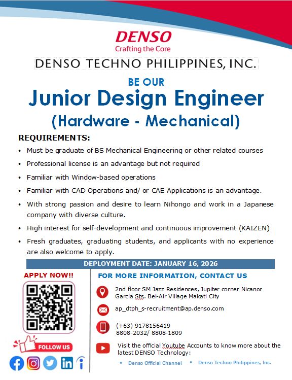 The Filipino Mechanical Engineer | We are currently looking for JUNIOR ...