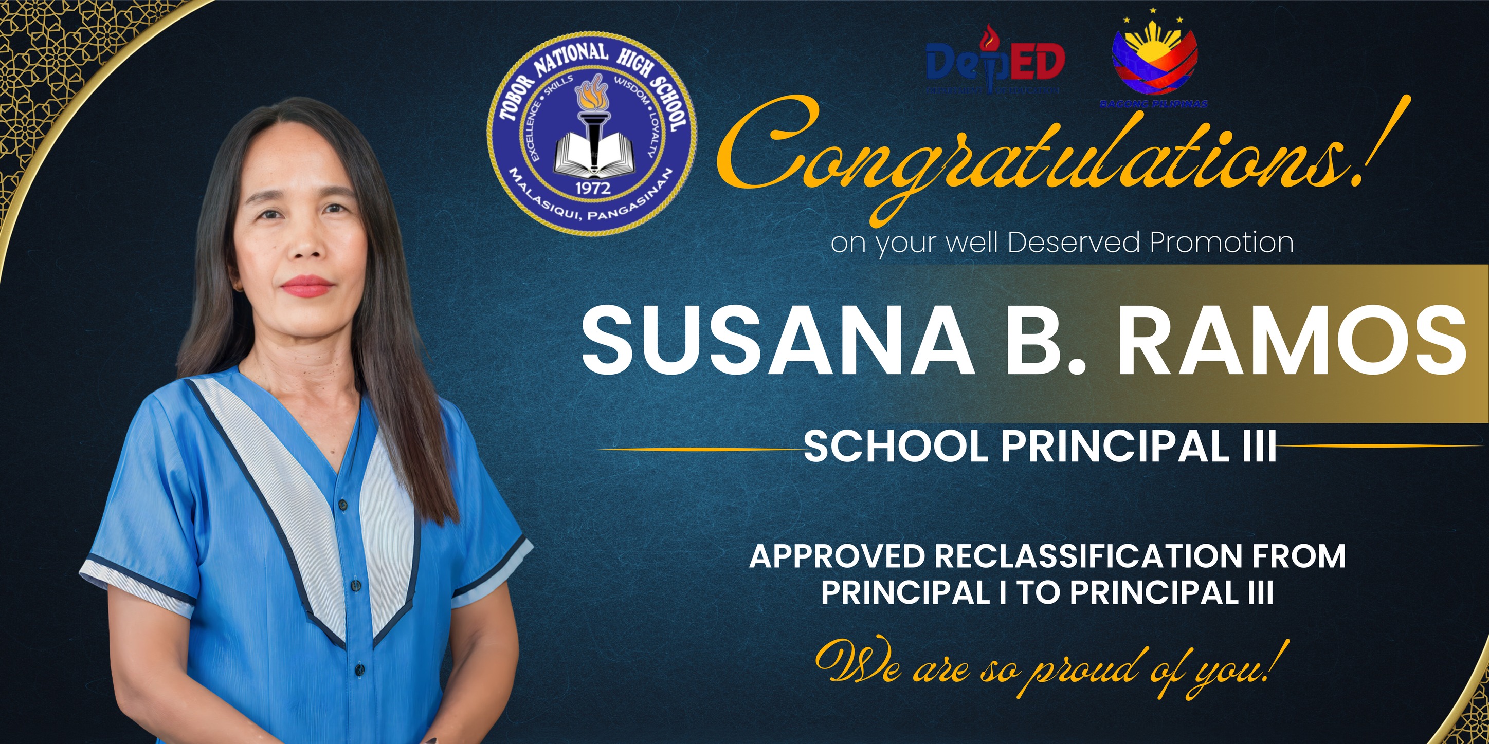 DepEd - Congratulations, Ma'am Susana B. Ramos! 🌟 The Tobor National ...