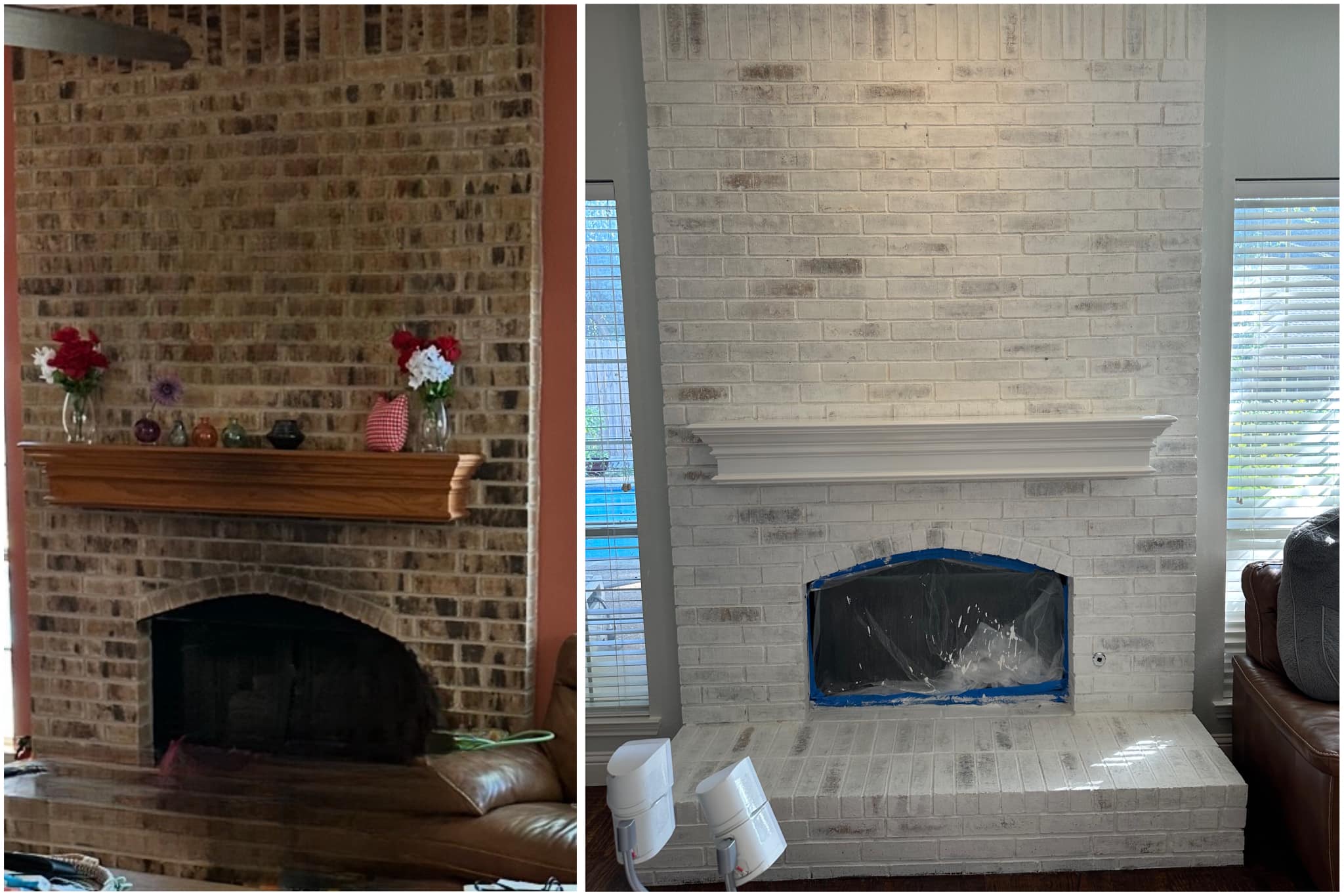 Limewash fireplace before and after.... - Nathan’s Painters | Facebook