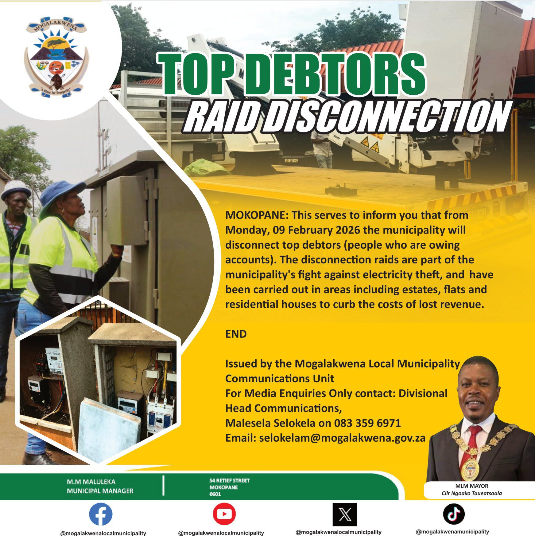 TO: ALL MEDIA ATTENTION:... - Mogalakwena Local Municipality | Facebook