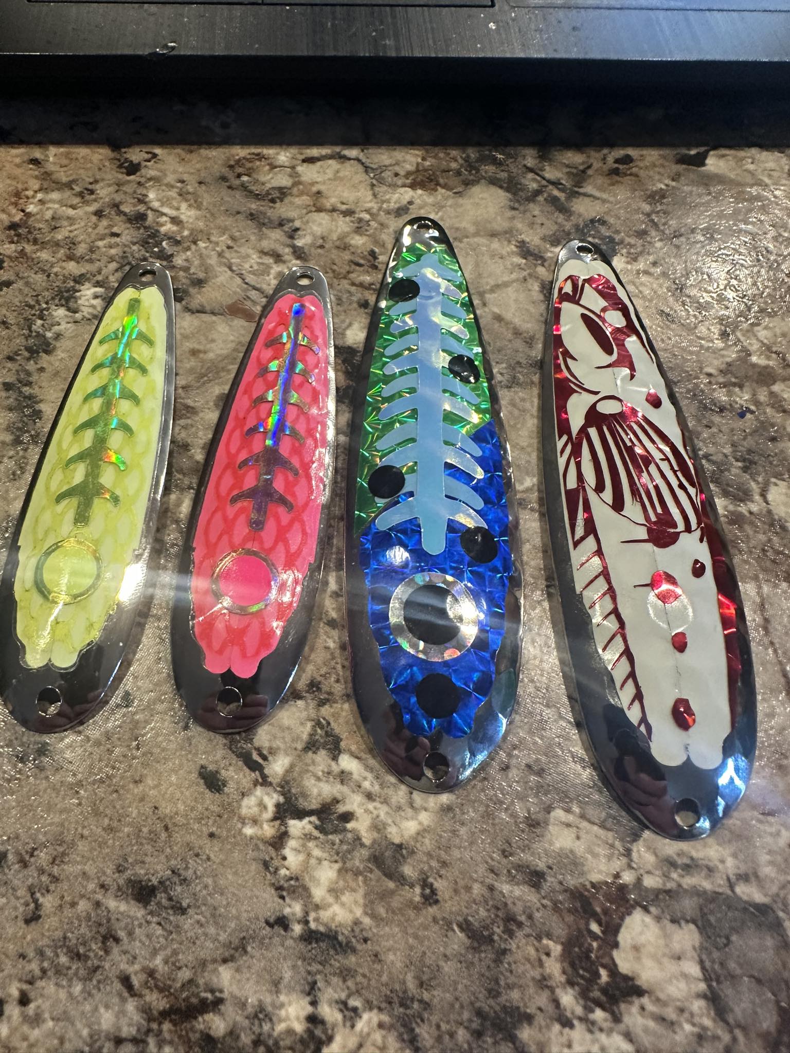 dancin dolphin fishing lure Michigan Stinger Spoon Blue Modified  Fat Nancy's Tackle Shop MADE IN USA! Bost Tuna-Dolphin Trolling Lure Pack
