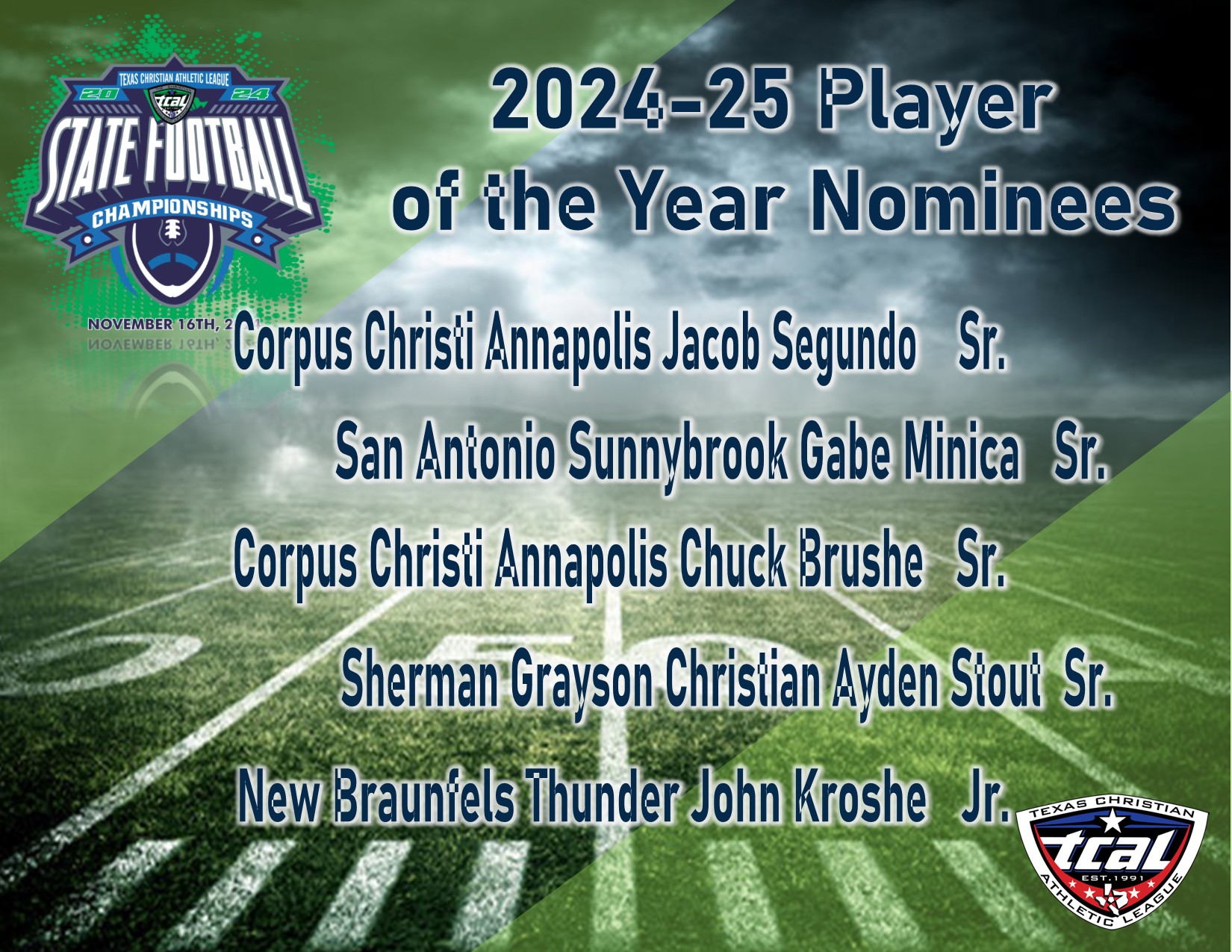 Team TCAL - Congratulations to our 2024-25 Football Player... | Facebook